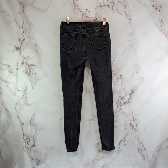 Roebuck & Co Jeans Girls Size 6 Black Gray Denim Skinny Mid Rise Pant Sears - Picture 6 of 10